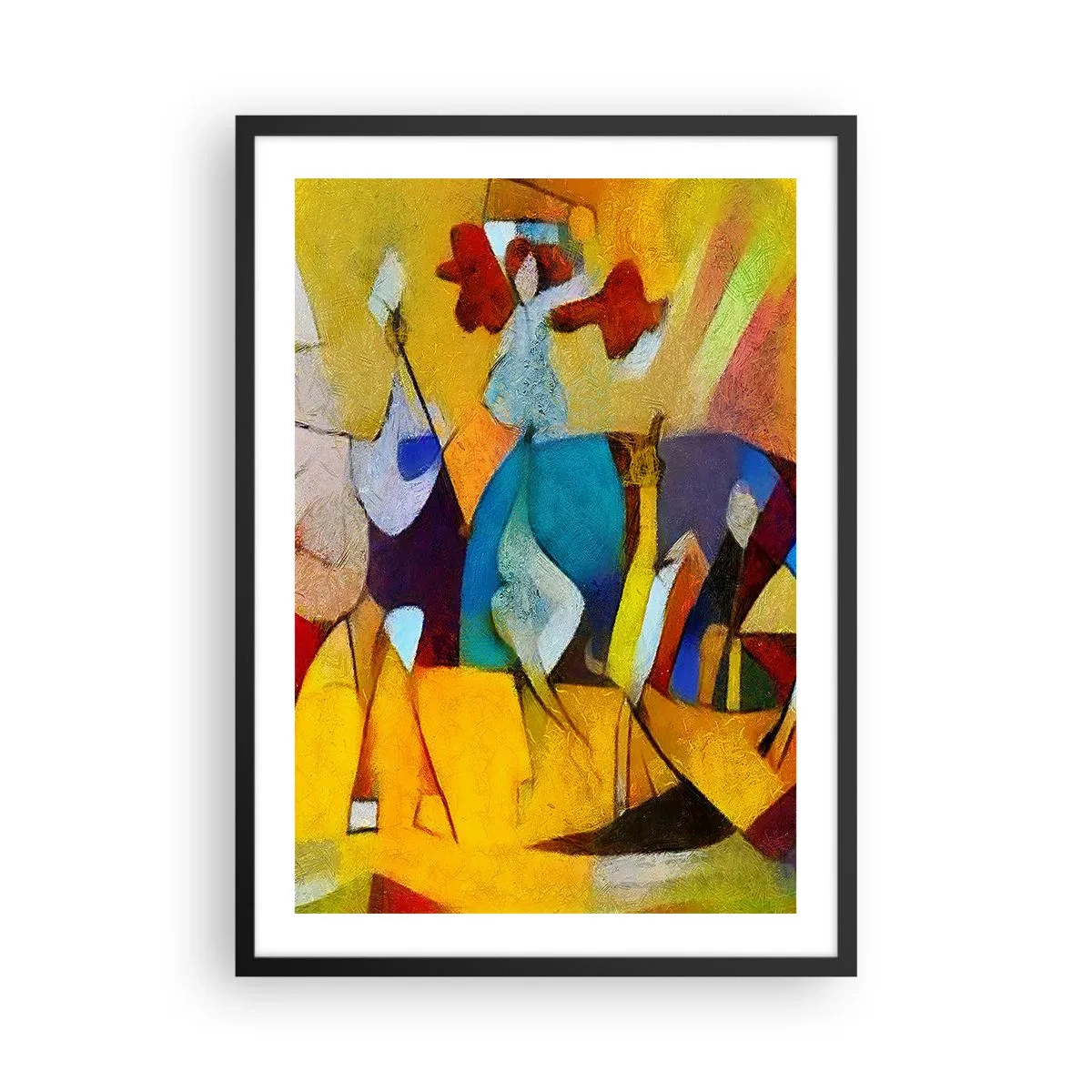 Poster în ramă neagră - Figuri colorate într-un stil abstract - 50x70cm - Soare - viață - bucurie - Decorațiune modernă pentru perete pentru living și dormitor ARTTOR