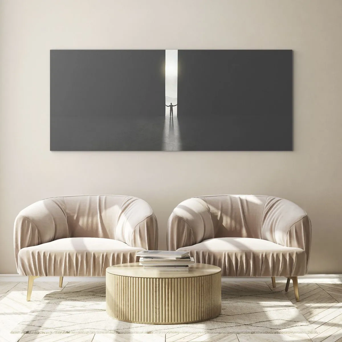 Tablou pe sticlă - Un pas spre un viitor luminos - 90x30 cm