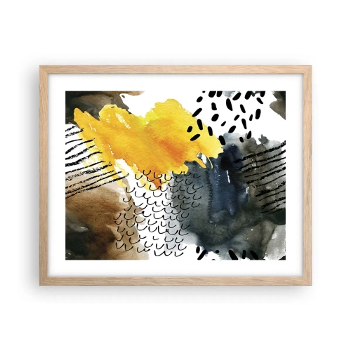 Poster în ramă de stejar deschis - O întâlnire a elementelor - 50x40 cm