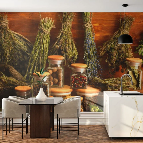 Tapet Premium Canvas - Vrăjitorie de bucătărie - Gastronomie, Ierburi uscate, Condimente - 250x175 cm