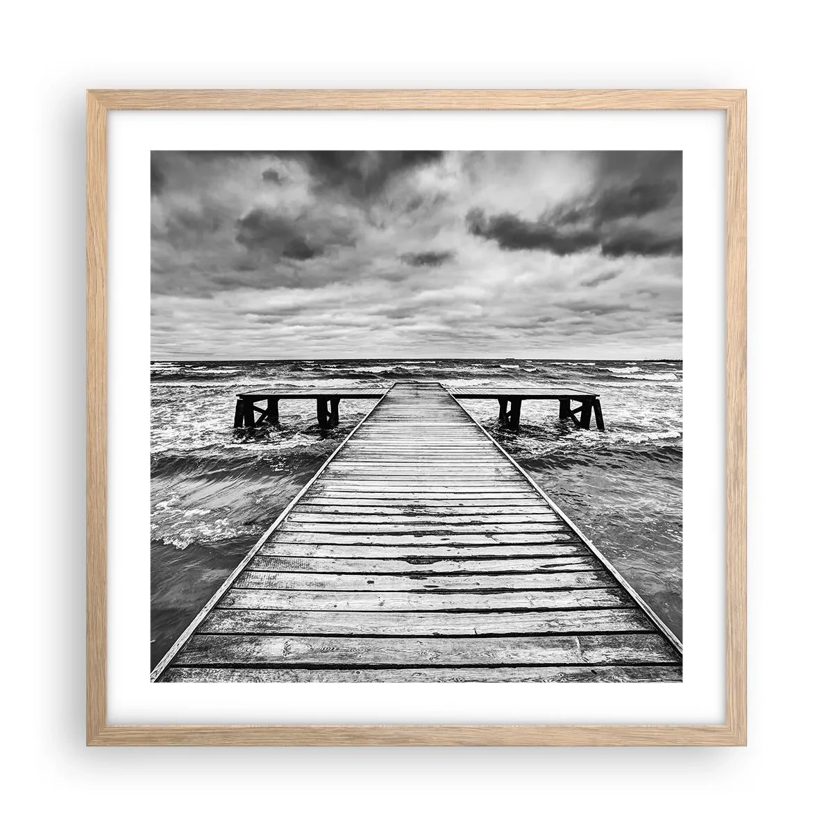 Poster în ramă de stejar deschis - Aștept ca vântul să fugărească... - 50x50 cm