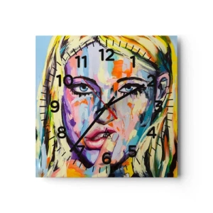 Ceas de perete - Ceas pe sticlă - Privește-o drept în ochi - 40x40 cm