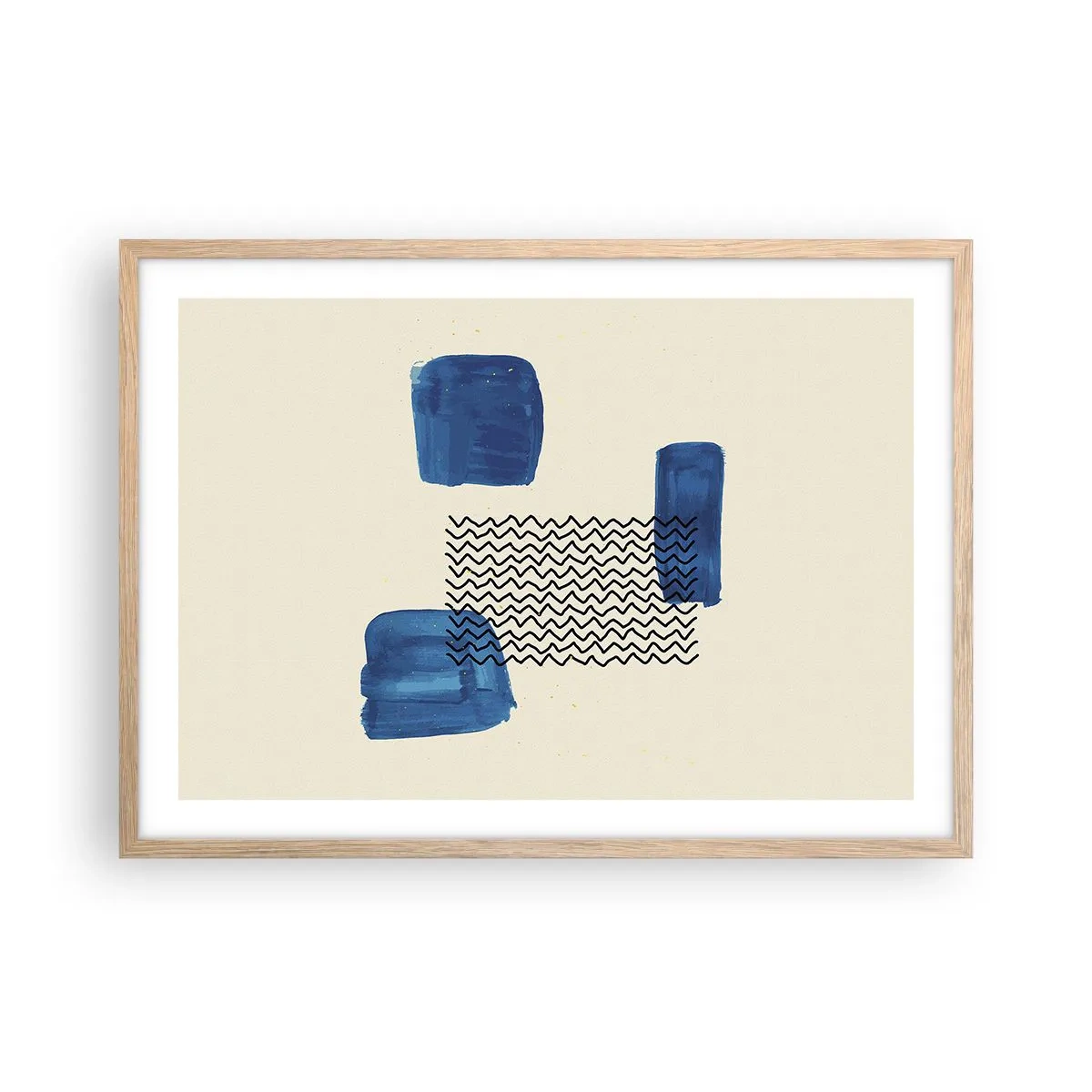 Poster în ramă de stejar deschis - Cvartet abstract - 70x50 cm