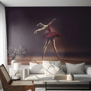 Tapet Standard Eco - Balerina într-o rochie roșie - 100x70cm - Prima balerină - Decorațiune modernă pentru perete pentru living și dormitor ARTTOR