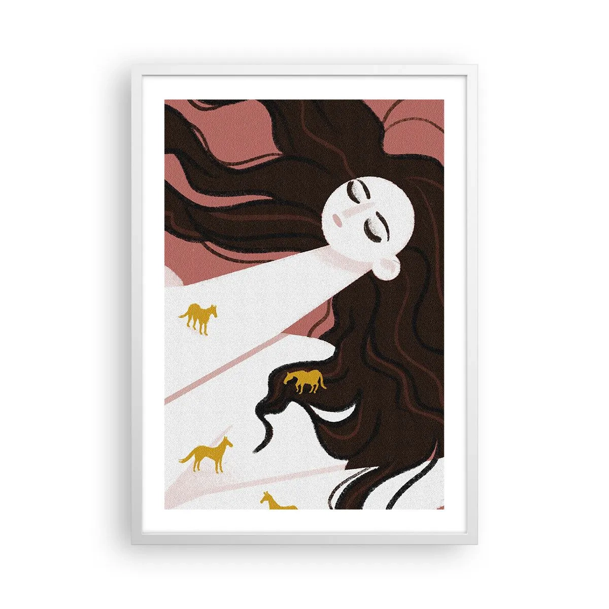 Poster în ramă albă - Visul despre calul de aur - 50x70 cm