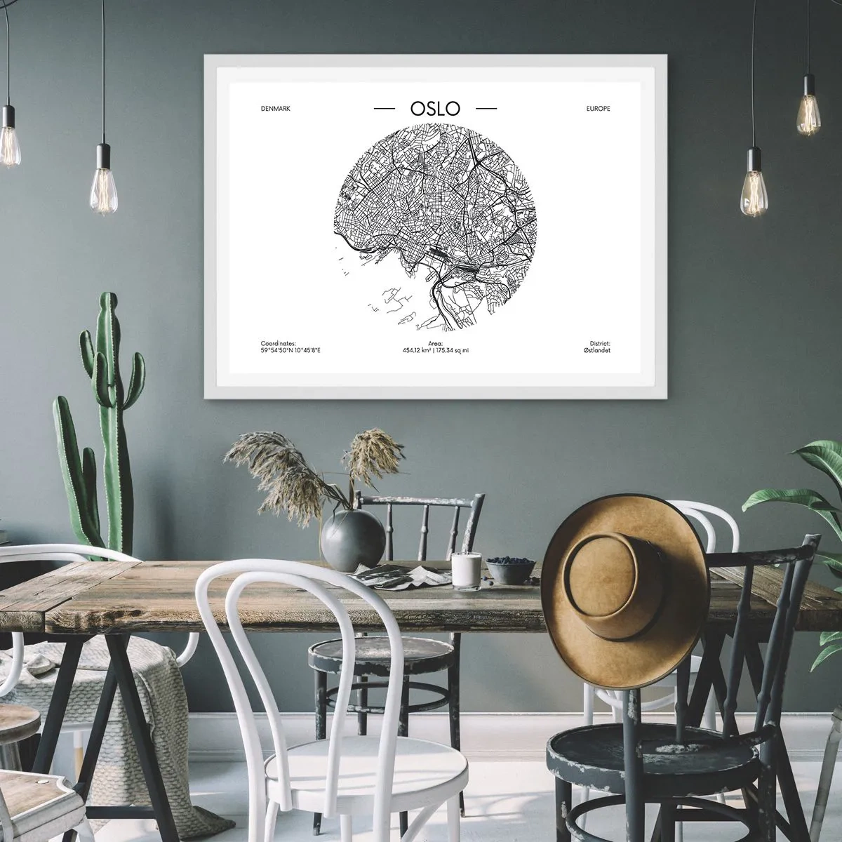 Poster în ramă albă - Anatomia Oslo - 91x61 cm