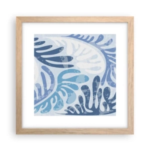 Poster în ramă de stejar deschis - Ferigi albastre - 30x30 cm