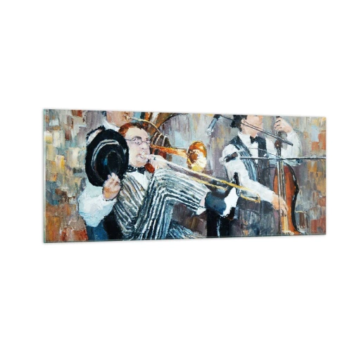 Tablou pe sticlă - Numai jazz - 100x40 cm