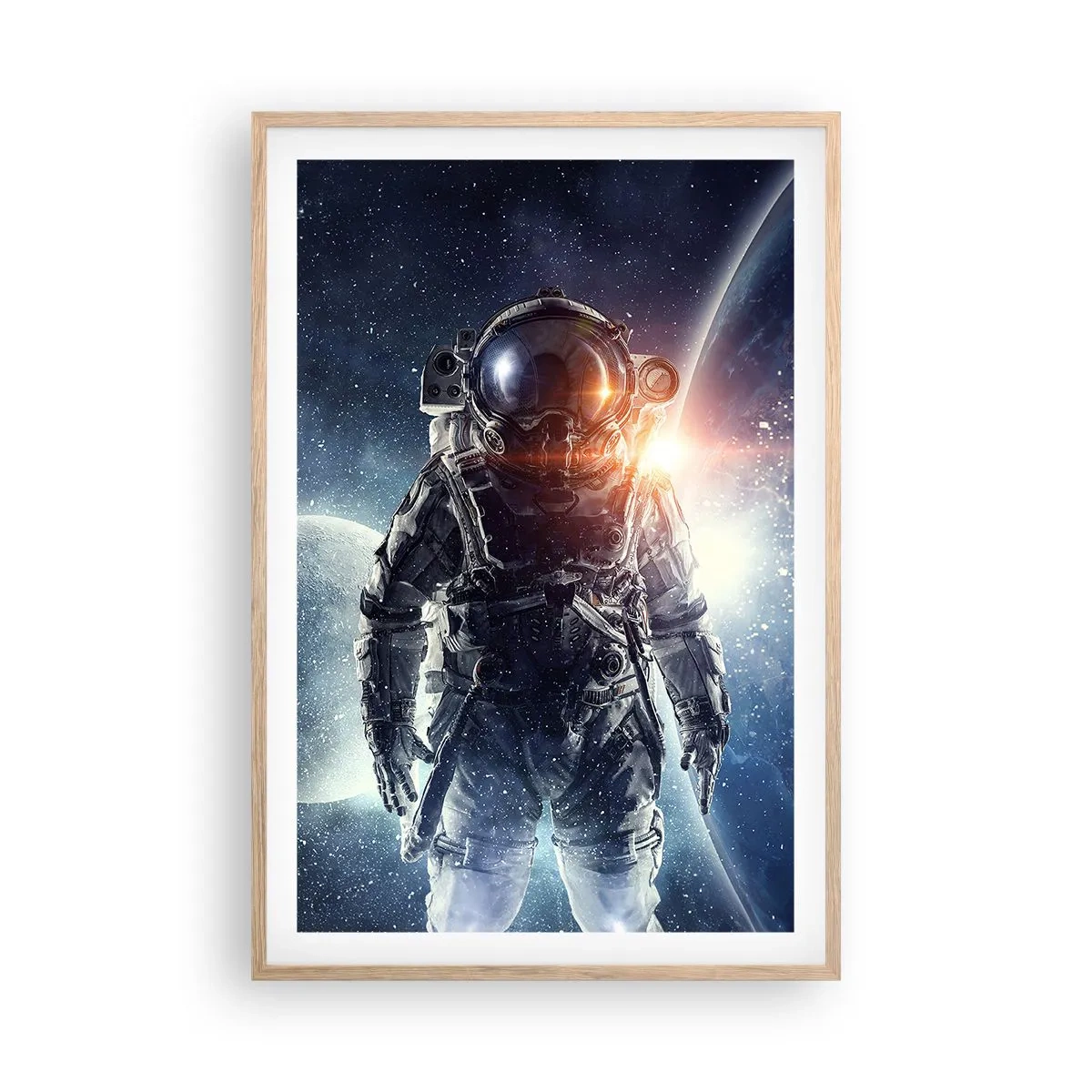 Poster în ramă de stejar deschis - Aventură spațială - 61x91 cm
