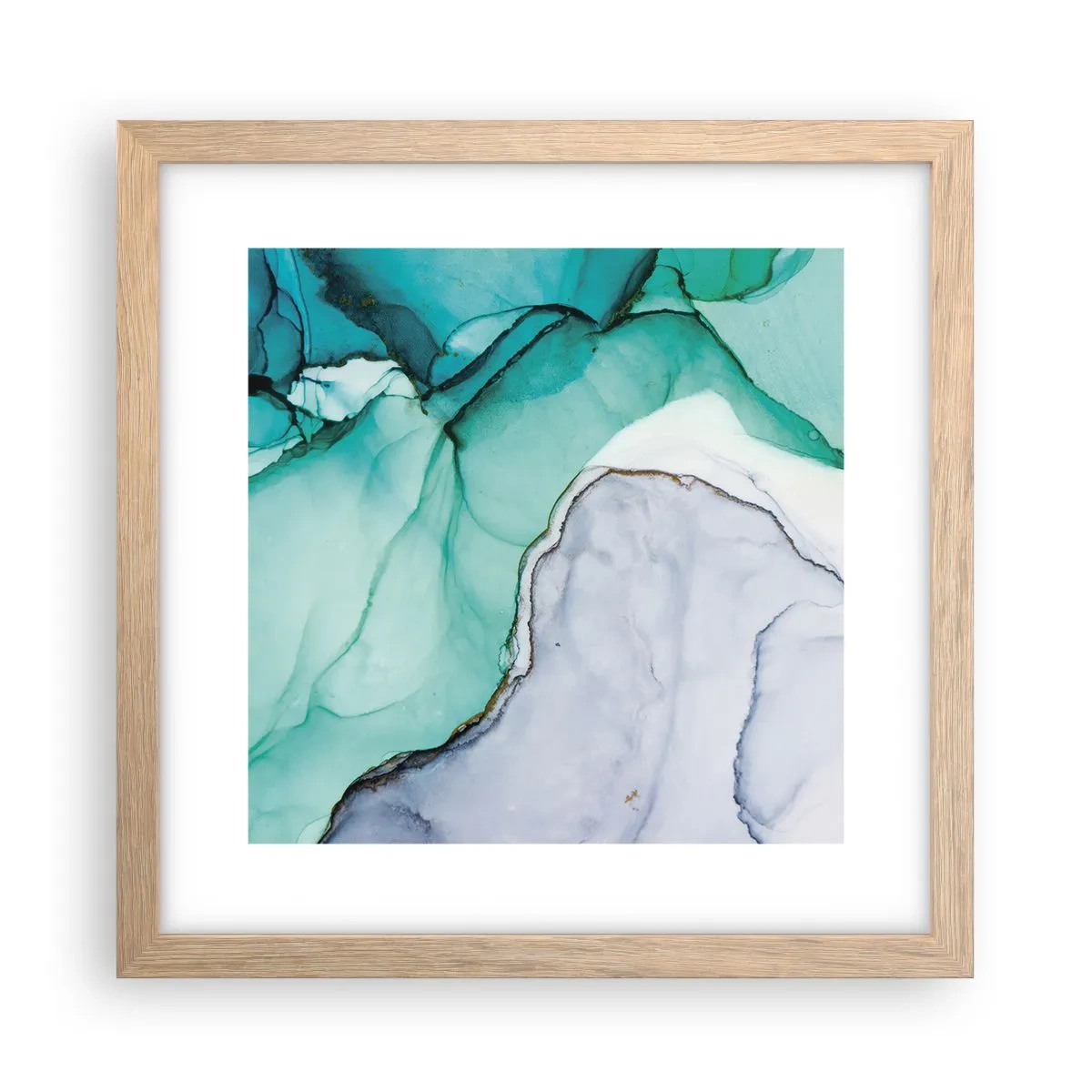 Poster în ramă de stejar deschis - Studiu în turcoaz - 30x30 cm