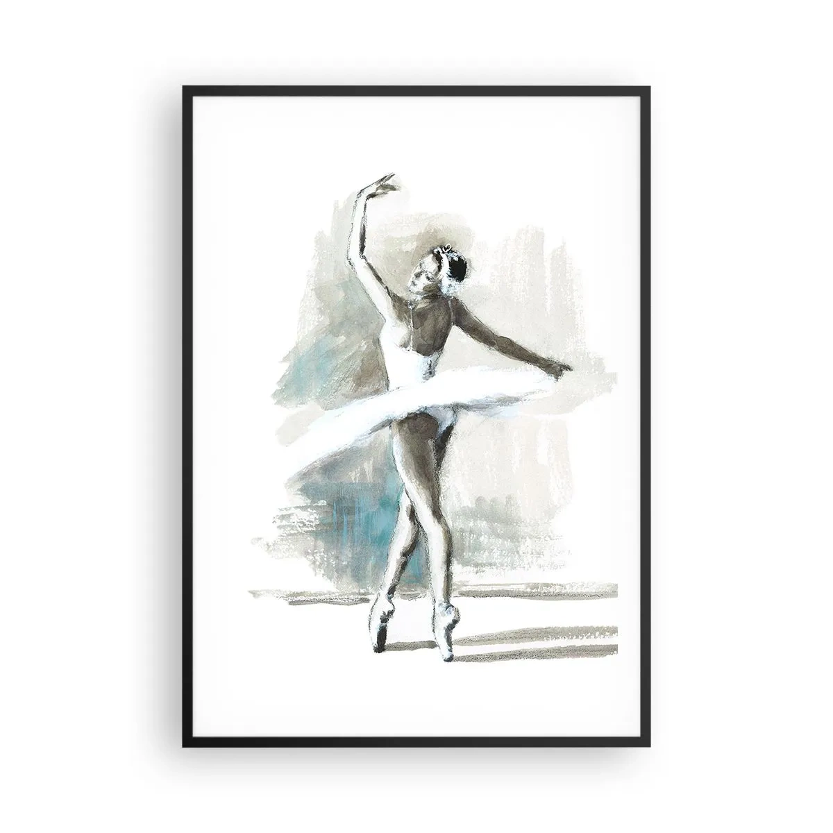 Poster în ramă neagră - Fermecată într-o lebădă - 70x100 cm