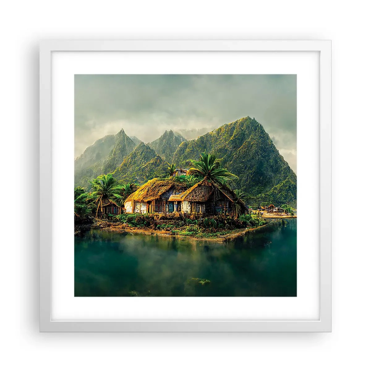 Poster în ramă albă - Paradisul tropical - 40x40 cm