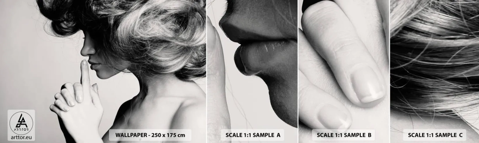 Mostră tapet autocolant Deluxe Sticker - Ascultă-te pe tine însuți - Femeie, Model, Chipul de femeie - 100x30 cm