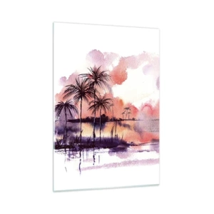 Tablou pe sticlă - Liniștea tropicelor în roșu - 50x70 cm