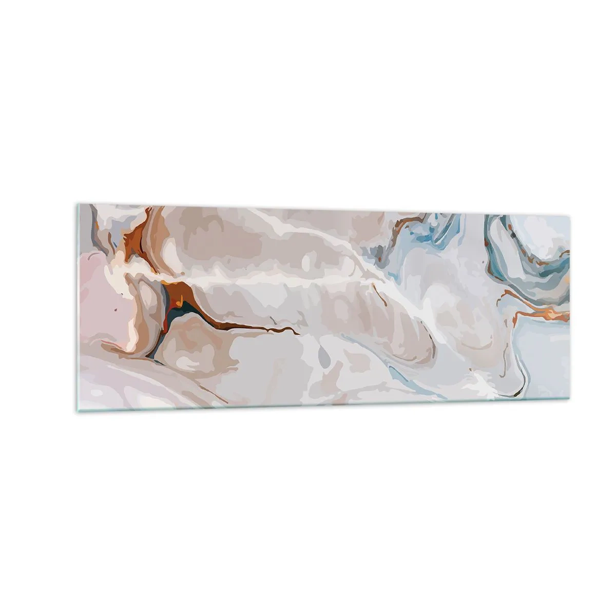 Tablou pe sticlă - Meandre albastre sub alb - 140x50 cm