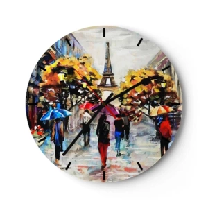 Ceas de perete - Ceas pe sticlă - Deosebit de frumos în toamnă - 30x30 cm