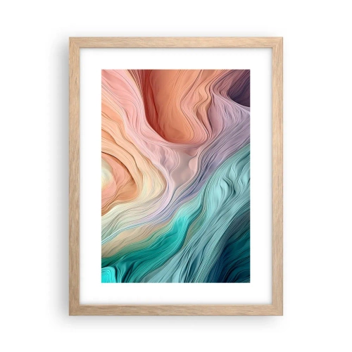 Poster în ramă de stejar deschis - Valul curcubeu - 30x40 cm