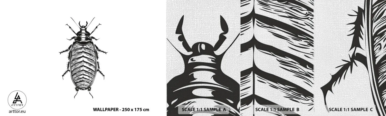 Mostră tapet Premium Canvas - Ce specimen! - Insectă, Gândac de bucătărie, Minimalism - 100x30 cm