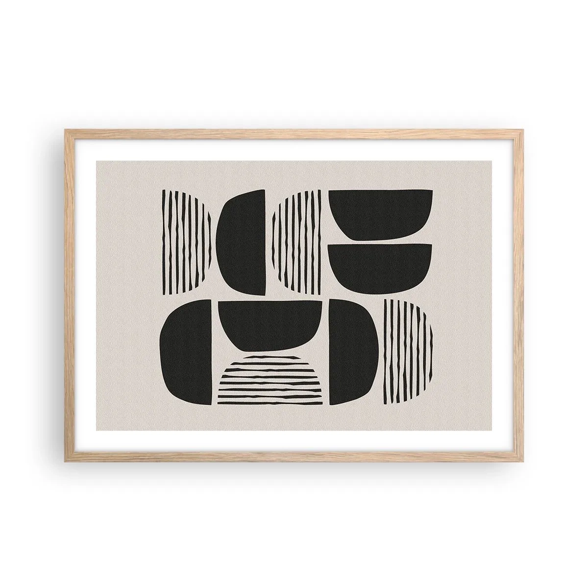 Poster în ramă de stejar deschis - Jumătăți necomplete - 70x50 cm