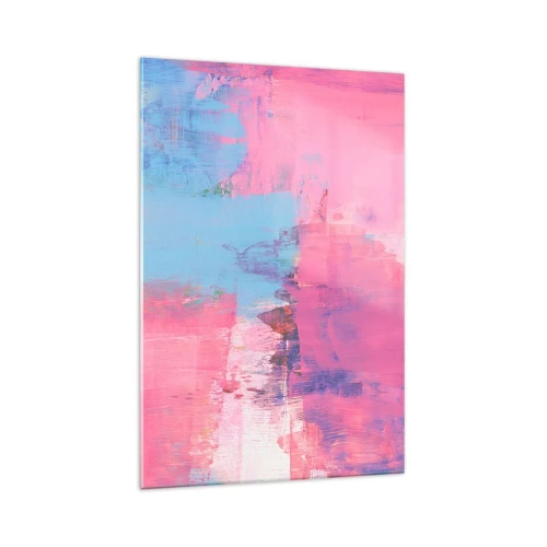 Tablou pe sticlă - Roz, albastru și un strop de lumină - 70x100 cm