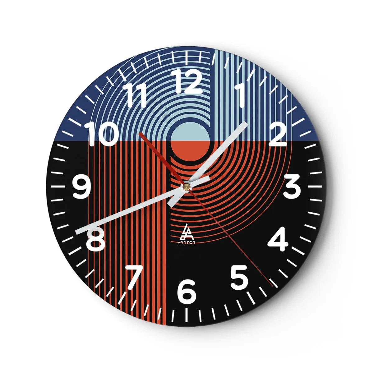 Ceas de perete - Ceas pe sticlă - Într-o îmbrăţişare geometrică - 40x40 cm