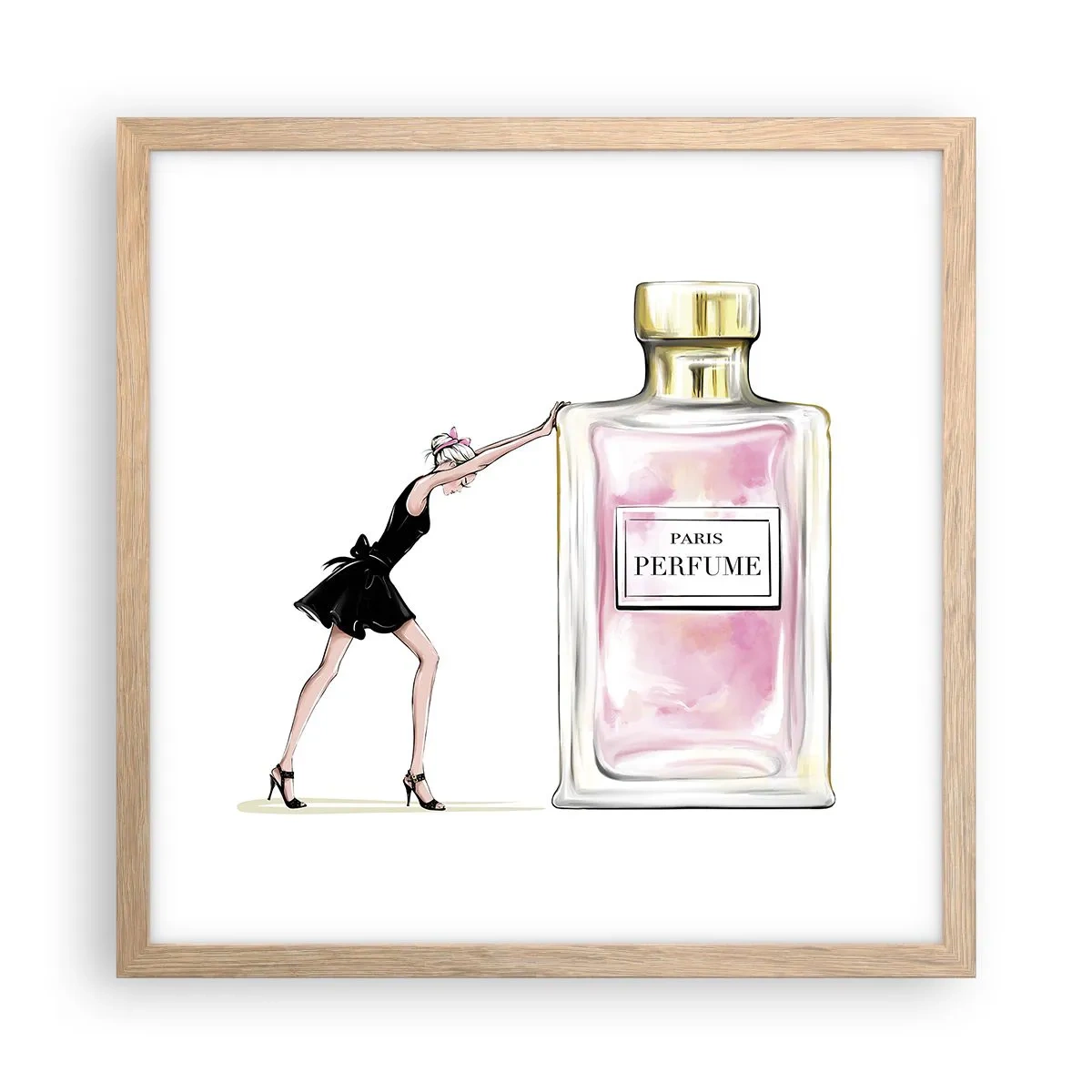 Poster în ramă de stejar deschis - Esența feminității - 40x40 cm