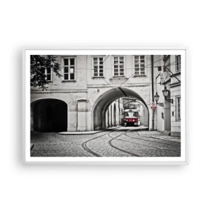 Poster în ramă albă - Printr-un labirint urban - 100x70 cm