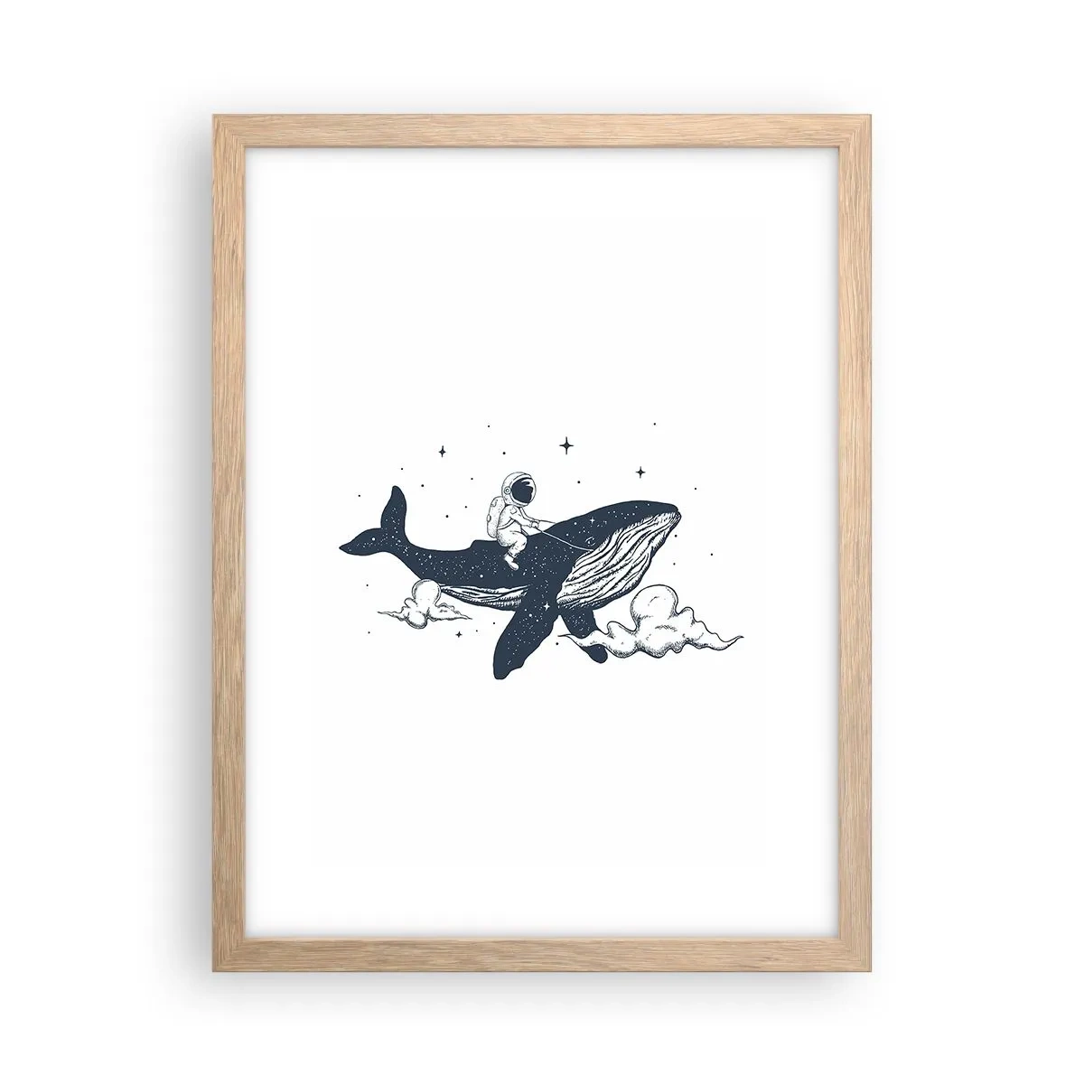 Poster în ramă de stejar deschis - Aventura spațială - 30x40 cm