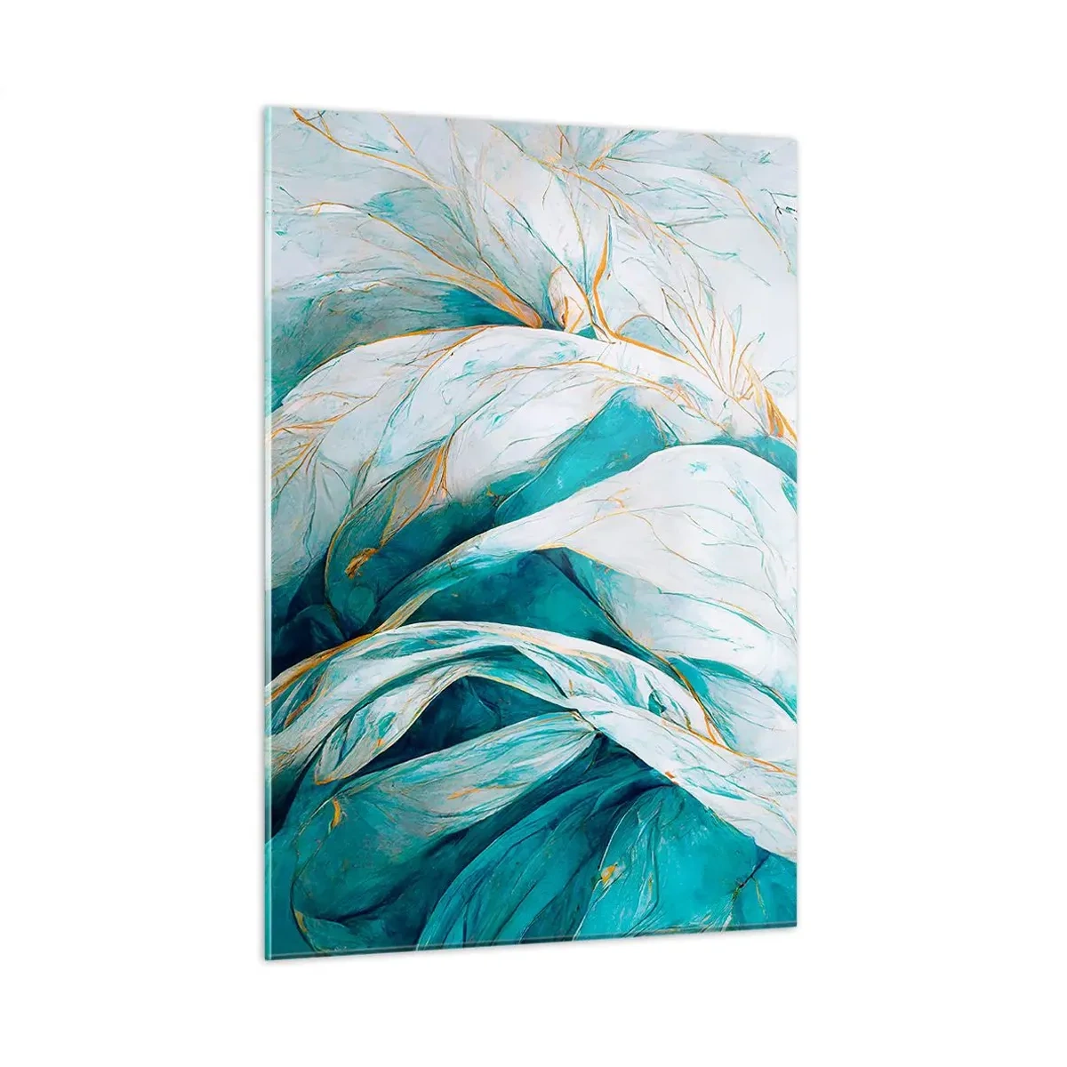 Tablou pe sticlă - Abstractul albastru cu motiv auriu - 50x70 cm