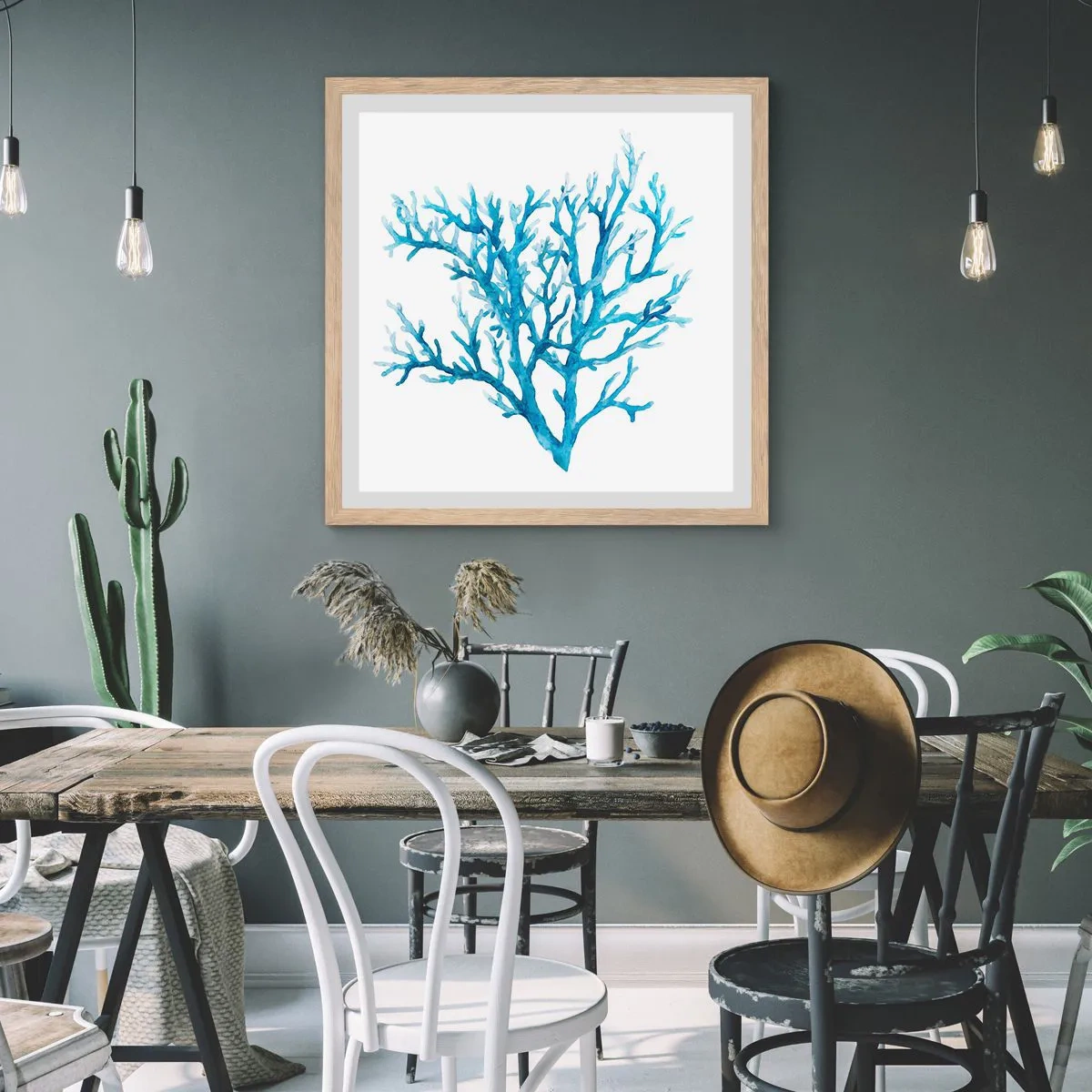 Poster în ramă de stejar deschis - Filigranul marin - 50x50 cm