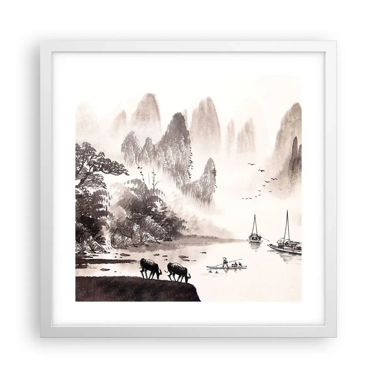 Poster în ramă albă - Viața exotică de zi cu zi a Estului - 40x40 cm