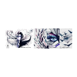 Mostră tapet Premium Canvas - Demonică și frumoasă - Abstracția, Femeie, Ochi Femei - 100x30 cm