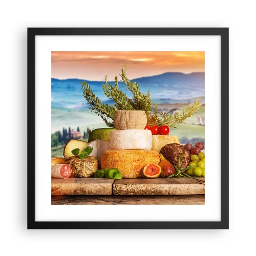 Poster în ramă neagră - Bucurie de viață în stil italian - 40x40 cm