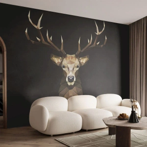 Tapet Standard Eco - Cerb geometric pe fundal negru - 100x70cm - Cerb cubist - Decorațiune modernă pentru perete pentru living și dormitor ARTTOR