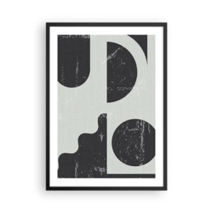Poster în ramă neagră - Compoziție geometrică abstractă în negru și gri - 50x70cm - Compoziție deasupra și dedesubt - Decorațiune modernă pentru perete pentru living și dormitor ARTTOR