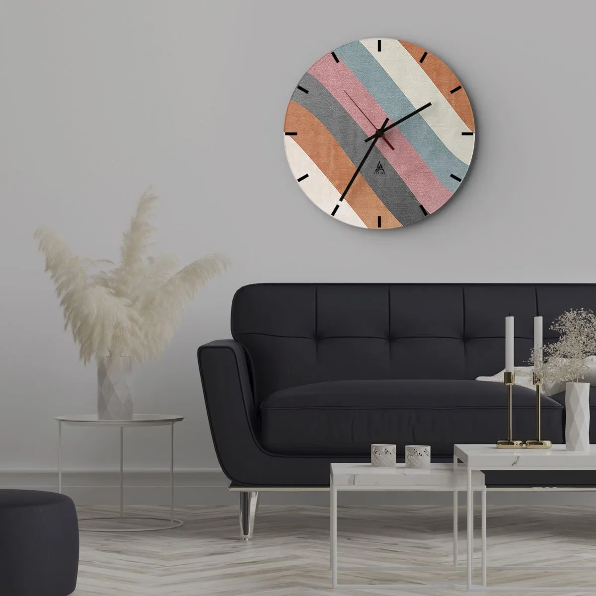Ceas de perete - Ceas pe sticlă - Compoziție diagonală - mișcare - 40x40 cm