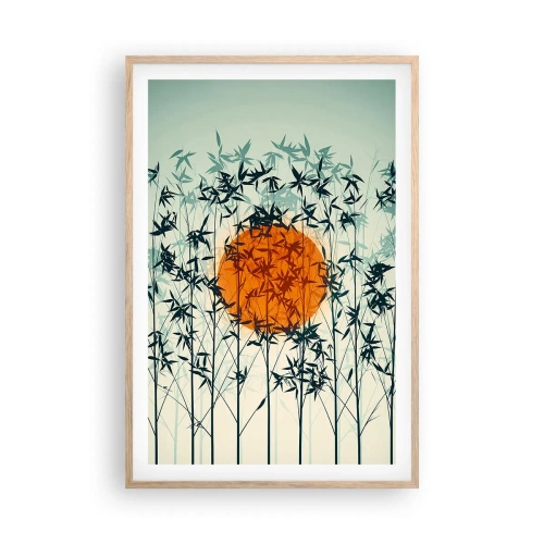 Poster în ramă de stejar deschis - Soarele japonez - 61x91 cm