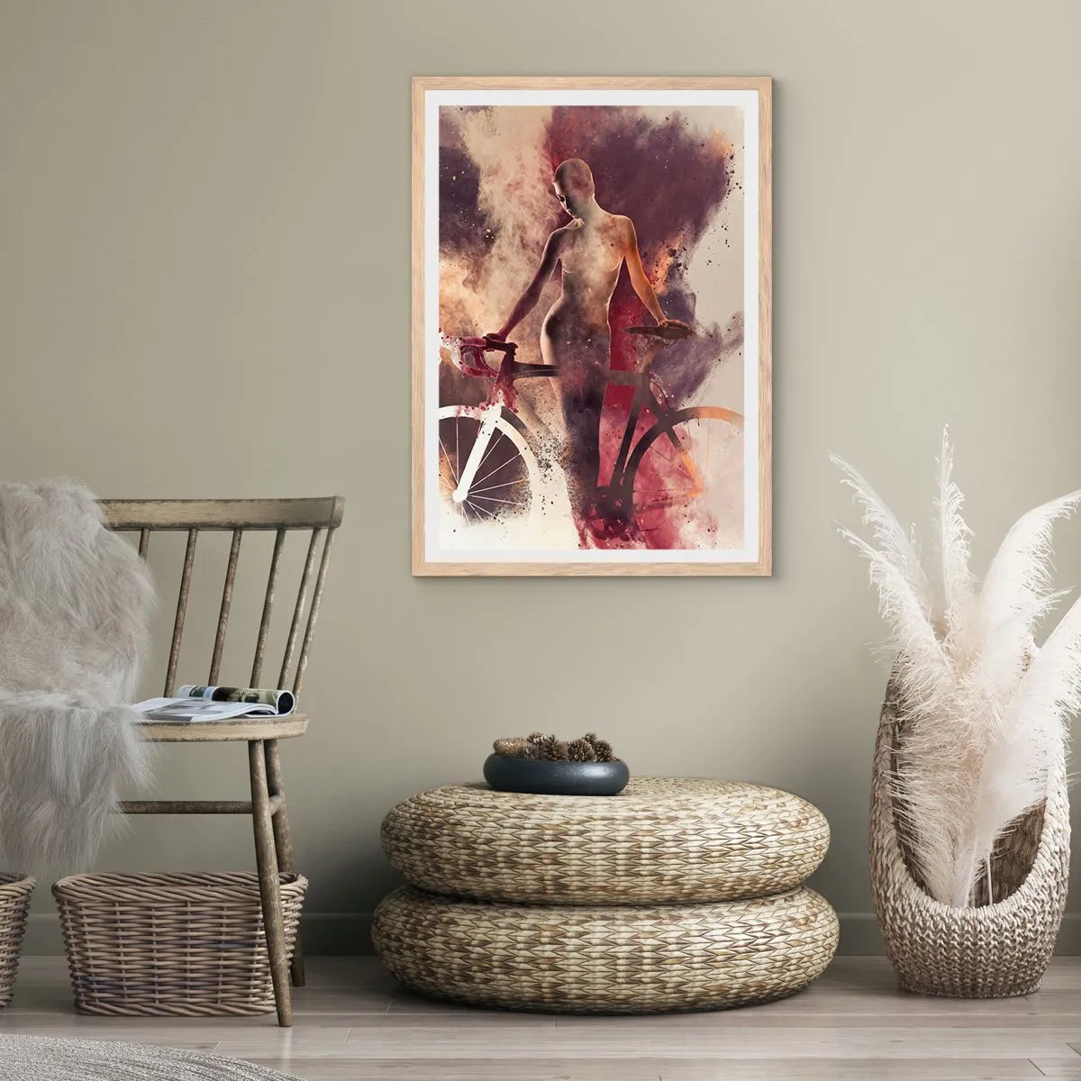 Poster în ramă de stejar deschis - În forme de marmură sufletul ciclist - 61x91 cm