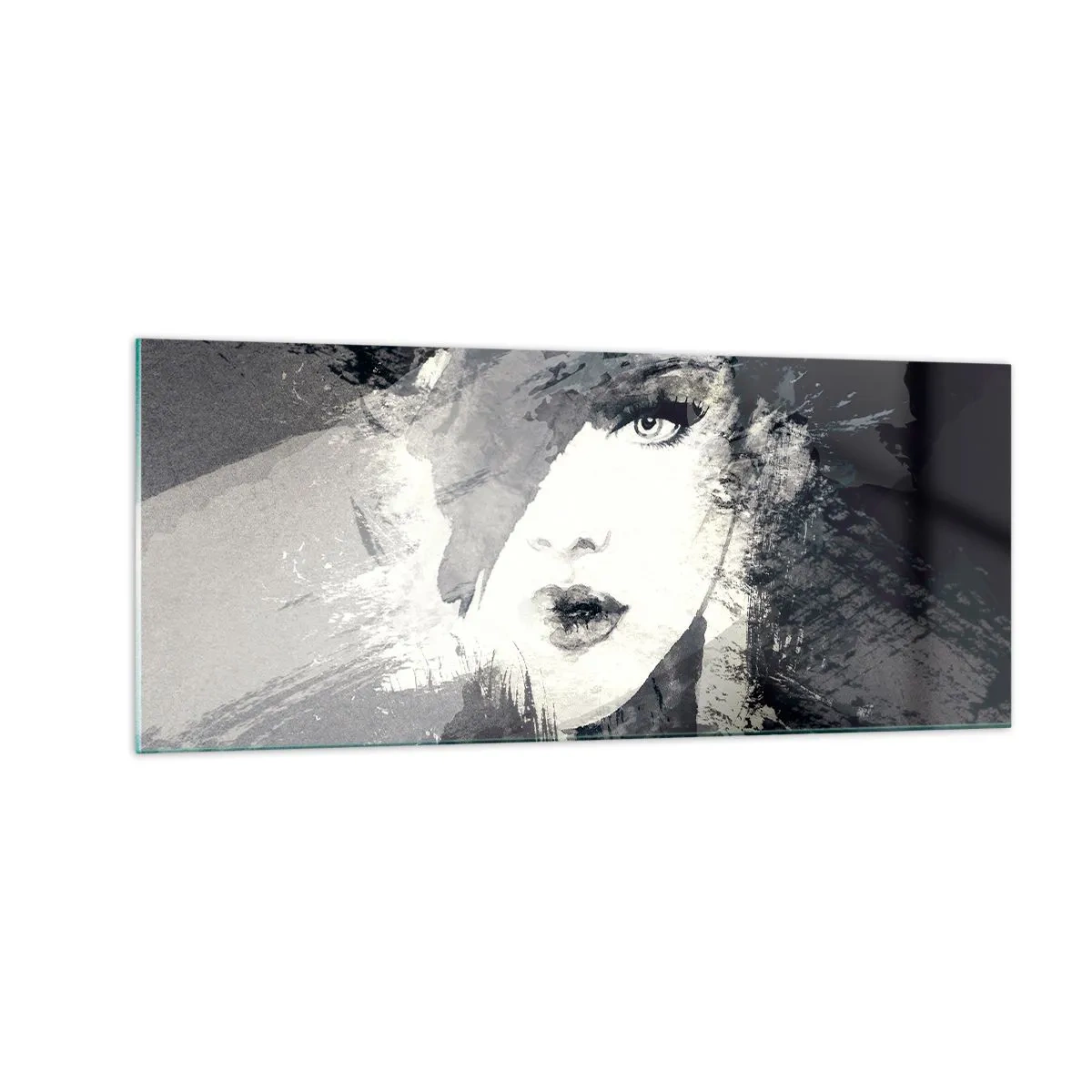 Tablou pe sticlă - Din spatele unui voal gri - 100x40 cm