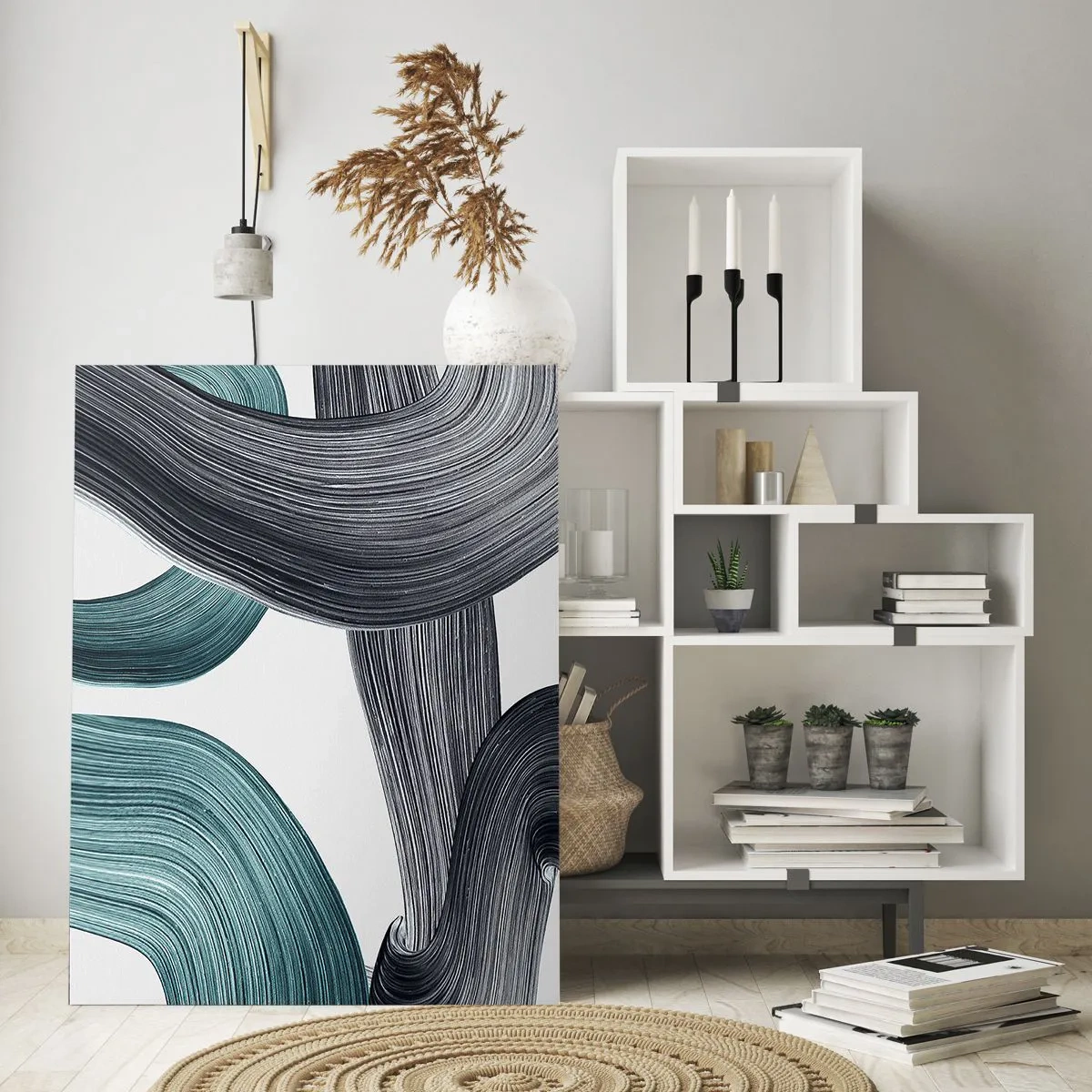 Tablou pe sticlă - Trasee de smarald și negru - 80x120 cm