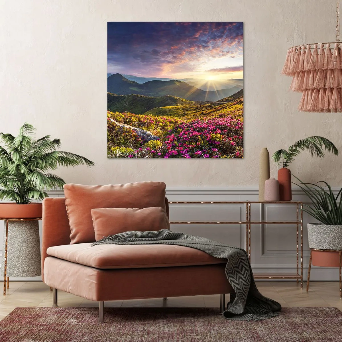 Tablou pe pânză - Prospețimea unei dimineți de munte - 40x40 cm