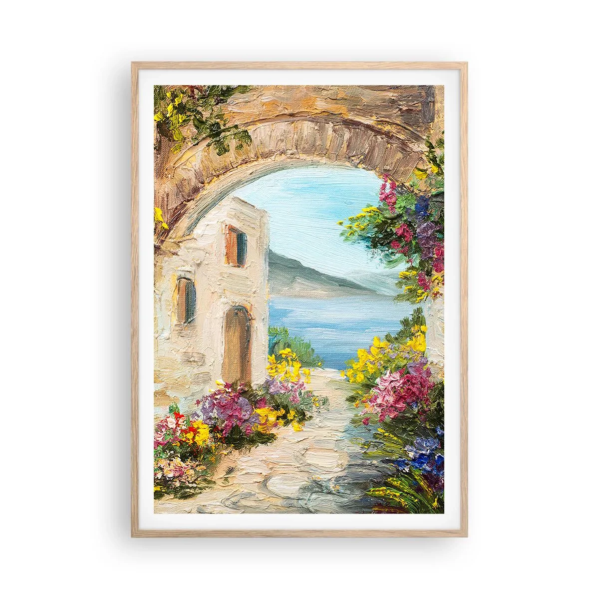 Poster în ramă de stejar deschis - Farmecul peisajului de coastă - 70x100 cm