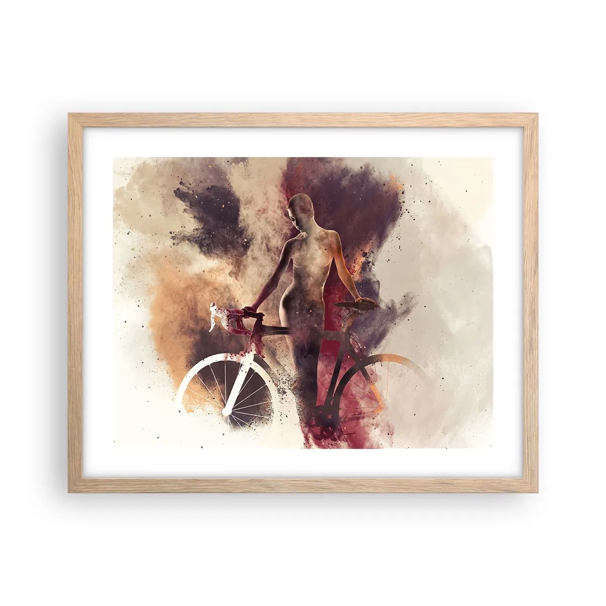 Poster în ramă de stejar deschis - În forme de marmură sufletul ciclist - 50x40 cm