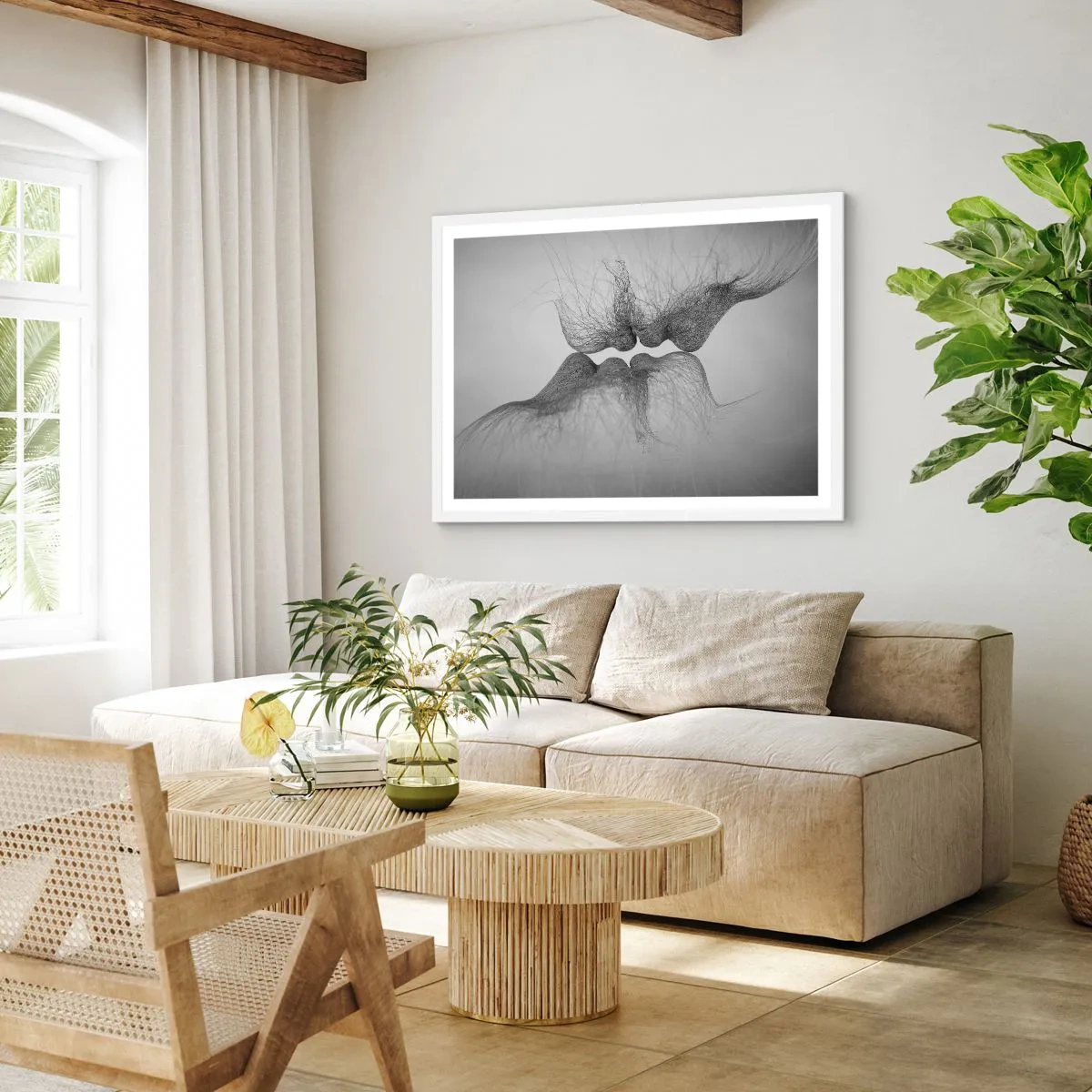 Poster în ramă albă - Sărutul vântului - 70x50 cm