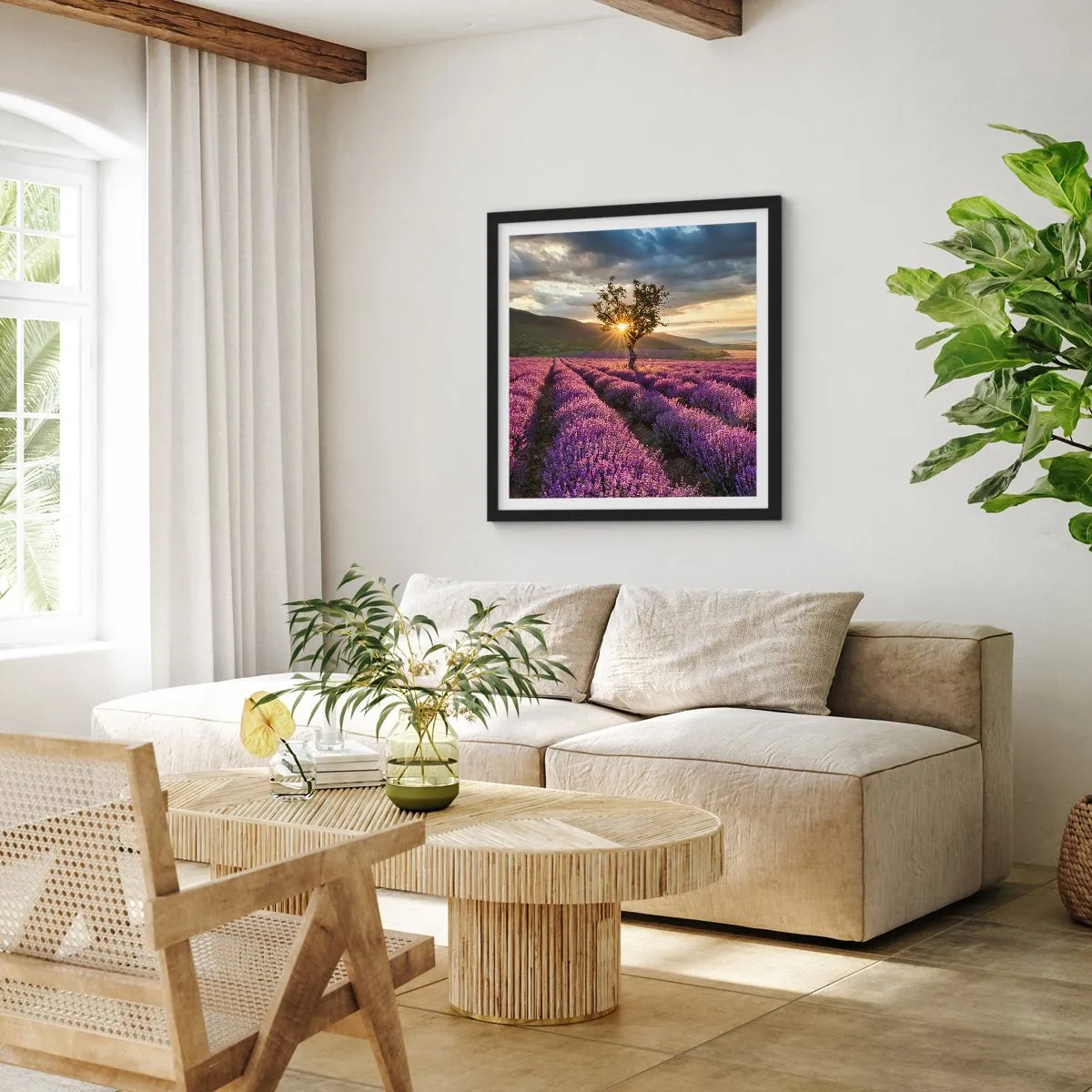 Poster în ramă neagră - Aroma în liliac - 40x40 cm