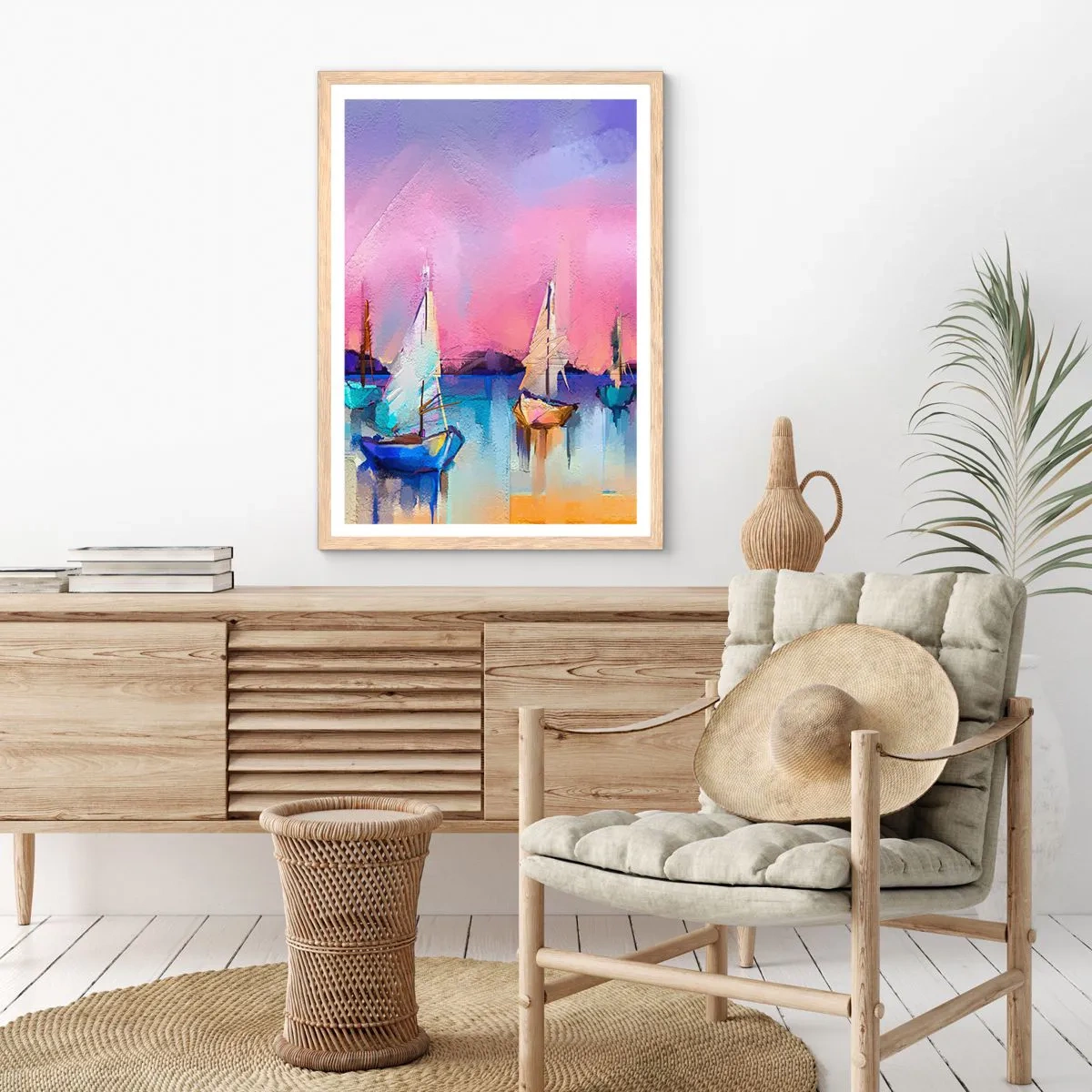 Poster în ramă de stejar deschis - Direcția: ape largi - 40x50 cm