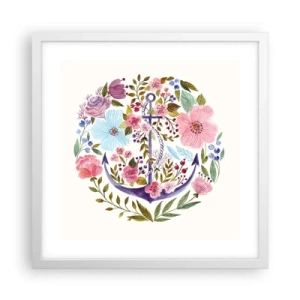 Poster în ramă albă - Somnul bun al marinarului - 40x40 cm