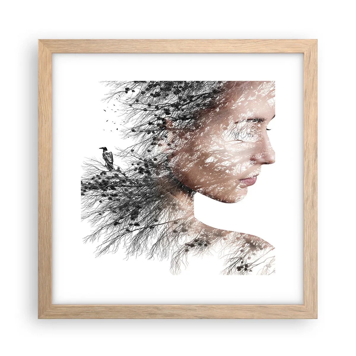 Poster în ramă de stejar deschis - Spiritul pădurii - 30x30 cm
