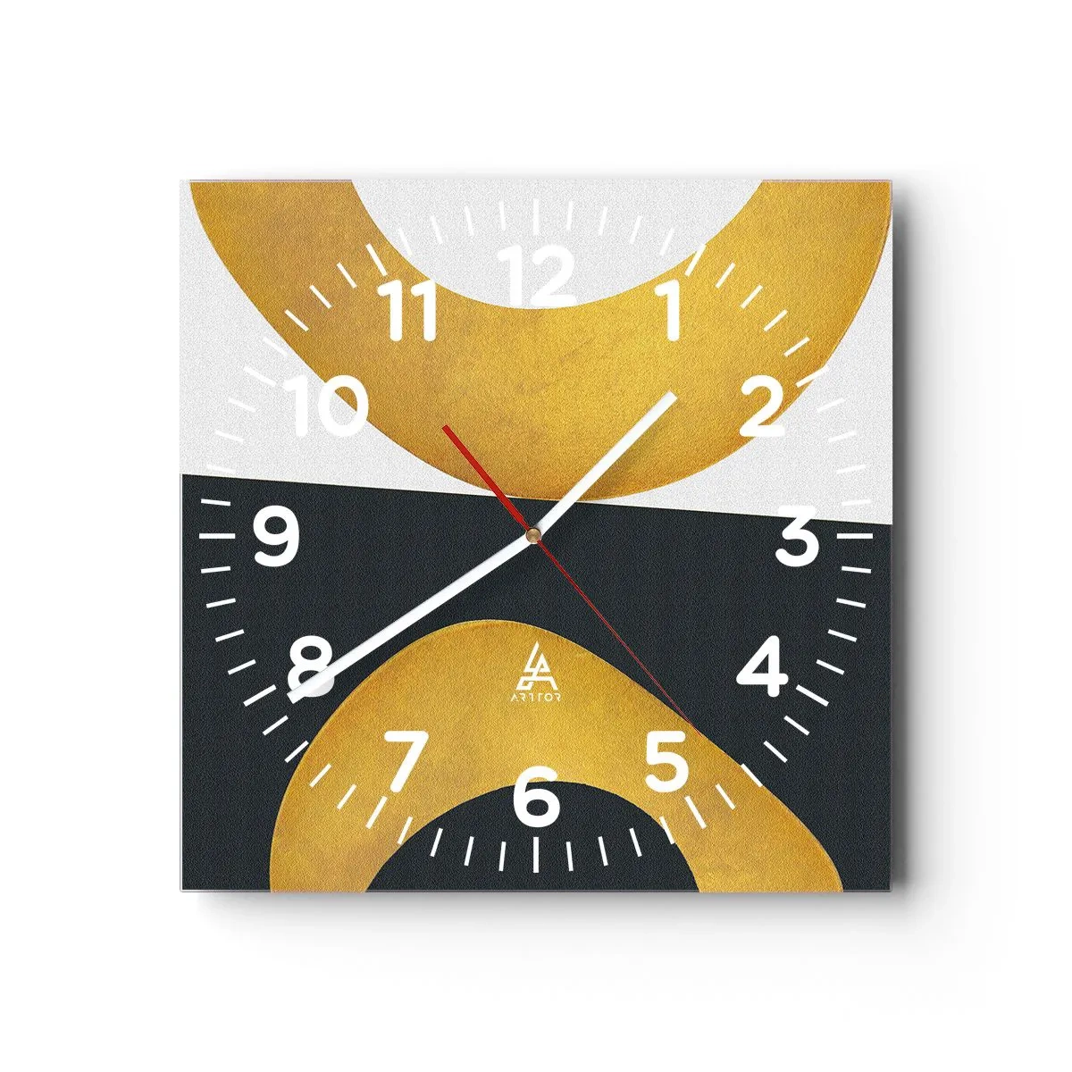 Ceas de perete - Ceas pe sticlă - În primul rând: aurul - 30x30 cm