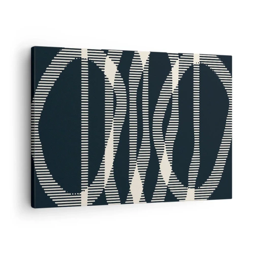 Tablou pe pânză Canvas - Linii geometrice în nuanțe deschise pe un fundal întunecat - 70x50cm - Încercare de străpungere a întunericului - Decorațiune modernă pentru perete pentru living și dormitor ARTTOR